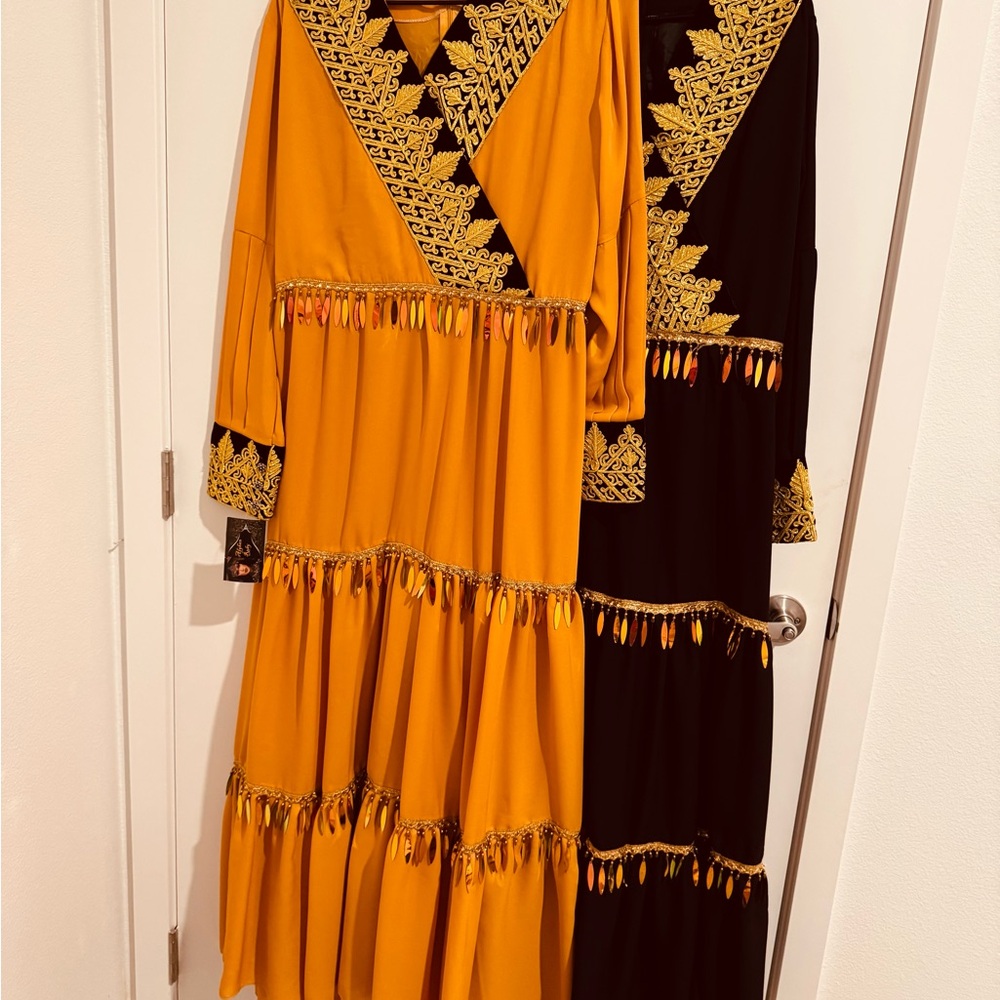 Elegant Black and Gold Embroidered Dress